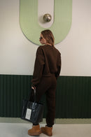 Kadın Sweatshirt & Jogger Pantolon Takım – Kahverengi