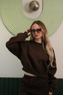 Kadın Sweatshirt & Jogger Pantolon Takım – Kahverengi