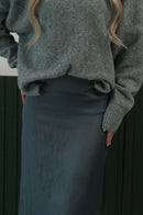 Yüksek Bel Düz Kesim Uzun Etek – Antrasit