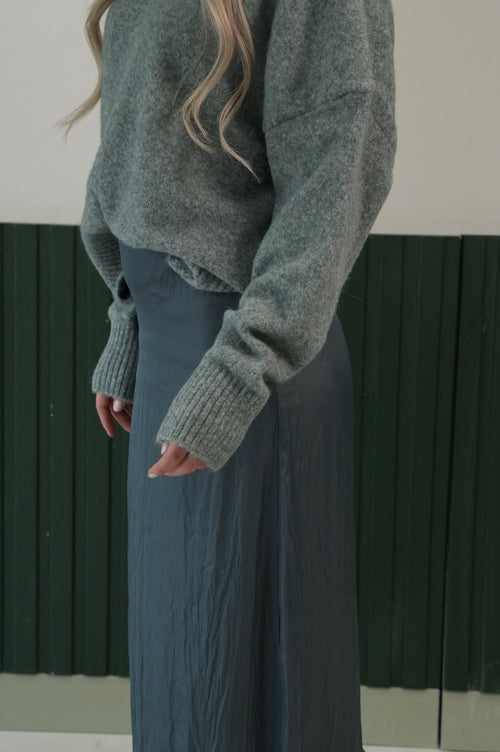 Yüksek Bel Düz Kesim Uzun Etek – Antrasit