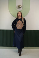 Kadın Desenli Bisiklet Yaka Triko Kazak – Lacivert