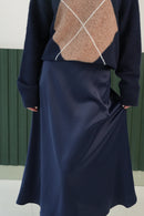 Yüksek Bel Akıcı Form Uzun Etek – Lacivert