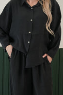 Oversize Gömlek & Bol Paça Pantolon Takım – Siyah