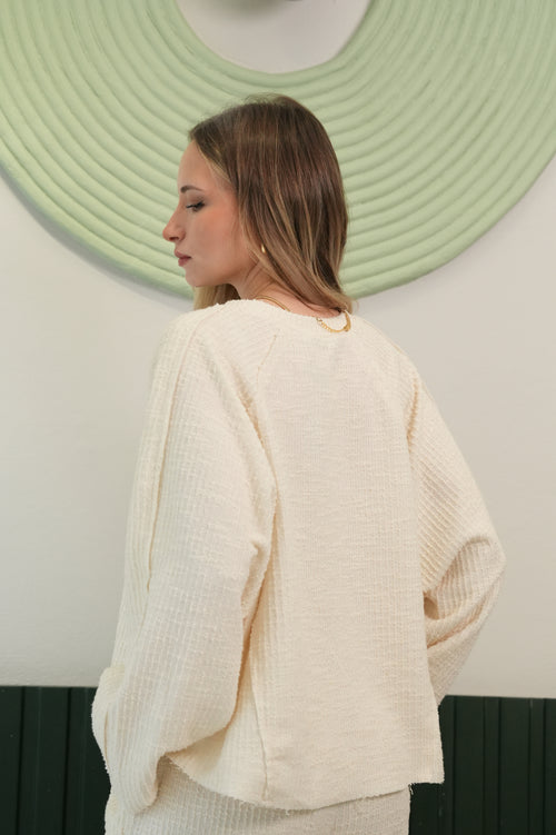 Kadın Snow Basic Uzun Kollu Üst & Rahat Kesim Pantolon – Ekru