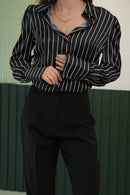 Yüksek Bel Pens Detaylı Sigaret Kumaş Pantolon - Siyah