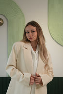 Oversize Kesim Klasik Blazer Ceket - Ekru