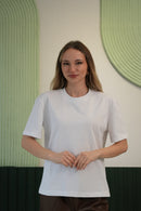 Kadın Basic Düz Kesim Kısa Kollu Tişört – Beyaz