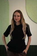 Kadın Basic Düz Kesim Kısa Kollu Tişört – Siyah