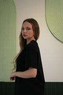 Kadın Basic Düz Kesim Kısa Kollu Tişört – Siyah