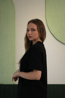 Kadın Basic Düz Kesim Kısa Kollu Tişört – Siyah