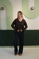 Yüksek Bel Geniş Paça Jean Pantolon - Lacivert