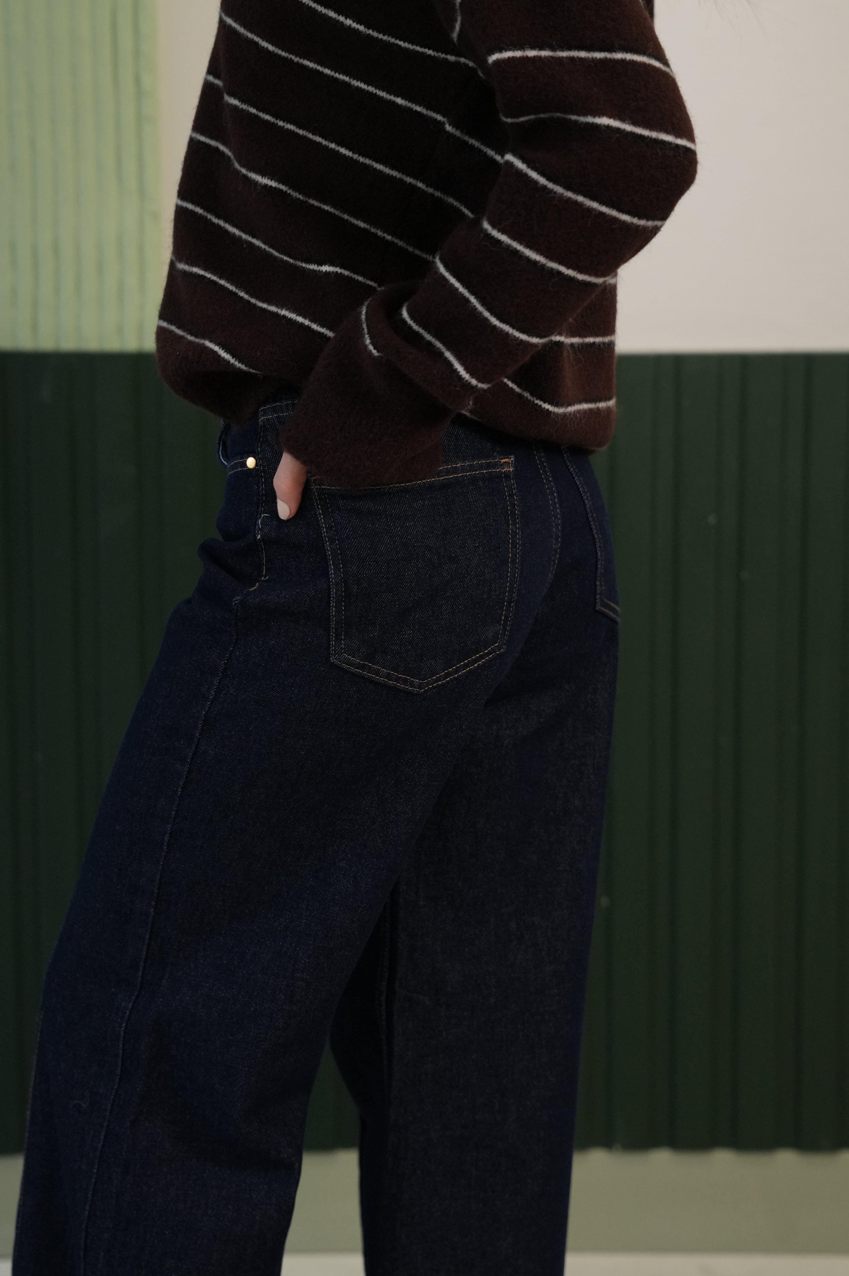 Yüksek Bel Geniş Paça Jean Pantolon - Lacivert