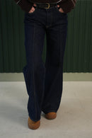 Yüksek Bel Geniş Paça Jean Pantolon - Lacivert