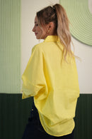 Oversize Kesim Çift Cepli Klasik Yaka Gömlek - Sarı