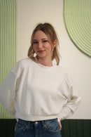 Minimal Crop Sweatshirt – Beyaz