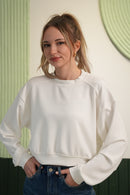 Minimal Crop Sweatshirt – Beyaz