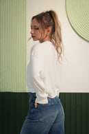 Minimal Crop Sweatshirt – Beyaz