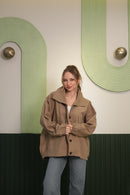 Oversize Düğmeli Bej Mont