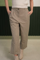 Yüksek Bel Bej Kumaş Pantolon