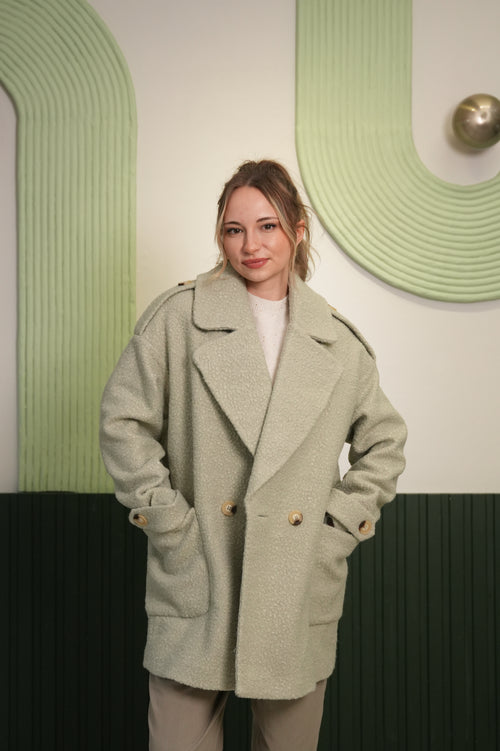 Yumuşak Dokulu Oversize Mint Kaban