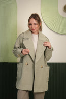 Yumuşak Dokulu Oversize Mint Kaban