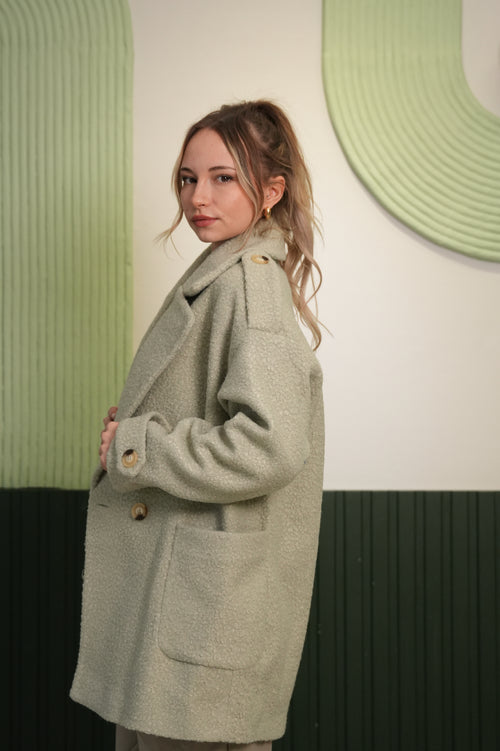 Yumuşak Dokulu Oversize Mint Kaban