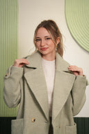 Yumuşak Dokulu Oversize Mint Kaban