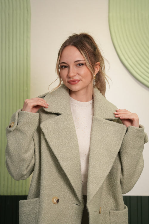 Yumuşak Dokulu Oversize Mint Kaban