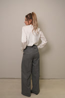 Yüksek Bel Gri Bol Paça Kumaş Pantolon