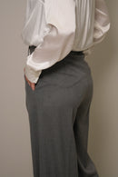 Yüksek Bel Gri Bol Paça Kumaş Pantolon