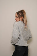 Oversize Yuvarlak Yaka Yumuşak Dokulu Triko Kazak - Gri