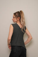 Antrasit Kruvaze V Yaka Kolsuz Yelek