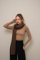 Kalın Örgü Yün Atkı – Kahverengi