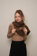 Kalın Örgü Yün Atkı – Kahverengi