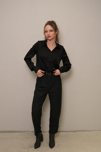 Antrasit Melanj Kemeri Tokalı Havuç Paça Pantolon