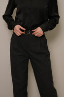 Antrasit Melanj Kemeri Tokalı Havuç Paça Pantolon