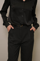 Antrasit Melanj Kemeri Tokalı Havuç Paça Pantolon