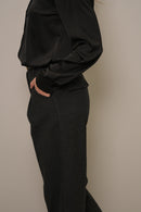 Antrasit Melanj Kemeri Tokalı Havuç Paça Pantolon