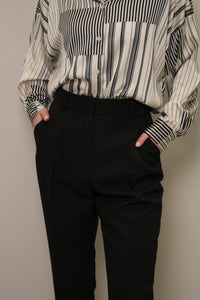 Siyah Yüksek Bel Pensli Klasik Kumaş Pantolon