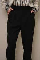 Siyah Yüksek Bel Pensli Klasik Kumaş Pantolon