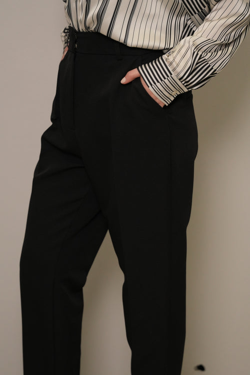 Siyah Yüksek Bel Pensli Klasik Kumaş Pantolon