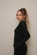 Antrasit Melanj Gofre Dokulu Uzun Kollu Gömlek