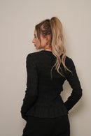 Antrasit Melanj Gofre Dokulu Uzun Kollu Gömlek